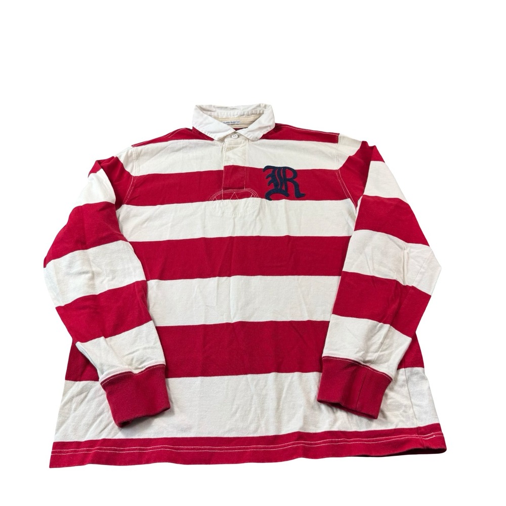 Ralph Lauren Rugby VTG Letterman L/S Mens Polo Shirt Size L RARE